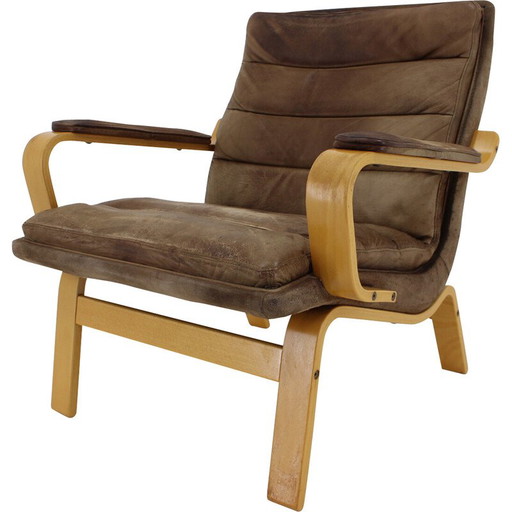 Poltrona vintage in pelle "Contino" di Yngve Ekström, Svezia, anni '70