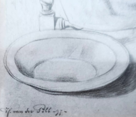 Image 1 of Rare Pencil Drawing by Herbert van der Poll 1896