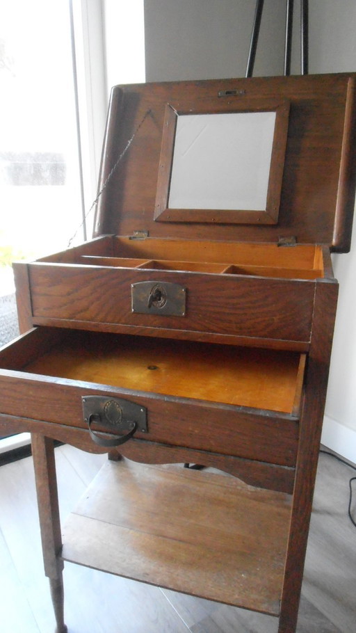 Dressing table - Sidetable with faceted mirror & drawer, 4 compartments