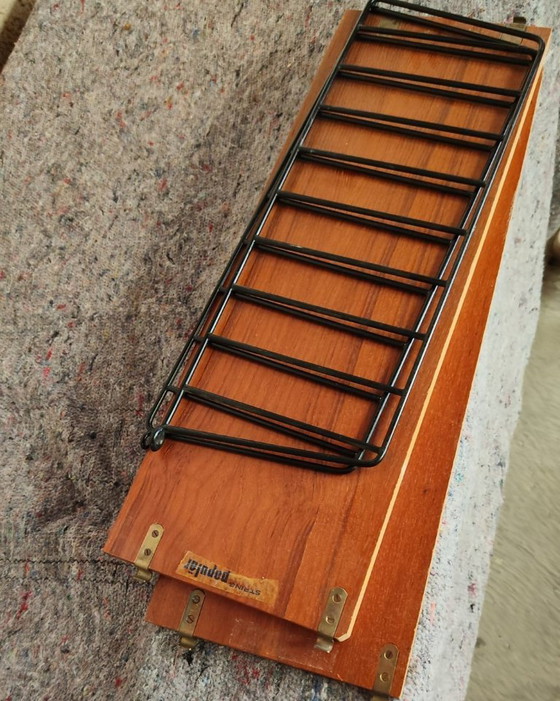 Étagère String Scandinave en teck, 2 niveaux, Étagères murales, Bois, Métal, Noir, Scandinavian (photo 5 sur 5)