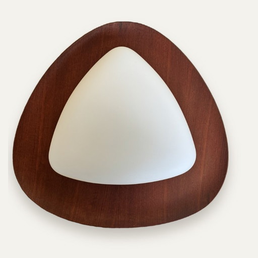 Wall lamp Goffredo Rigiani - teak and opalline