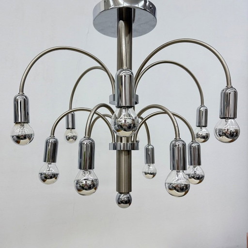 Vintage Chromed Brass Ceiling Lamp from Sciolari, 1970s
