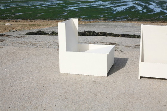 Set di 3 Poltrone brutaliste, legno dipinto, anni '60 (photo 7 of 28)