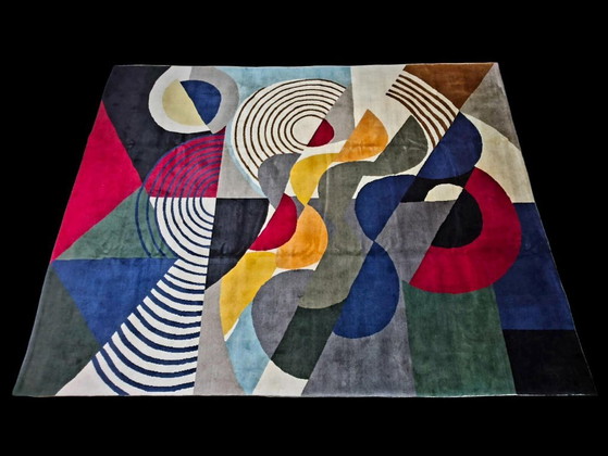 Handgeknüpfter Wollteppich – Komposition von Sonia Delaunay, 1955, Moderner Art-Deco-Stil – Teppiche & Läufer (photo 3 of 10)
