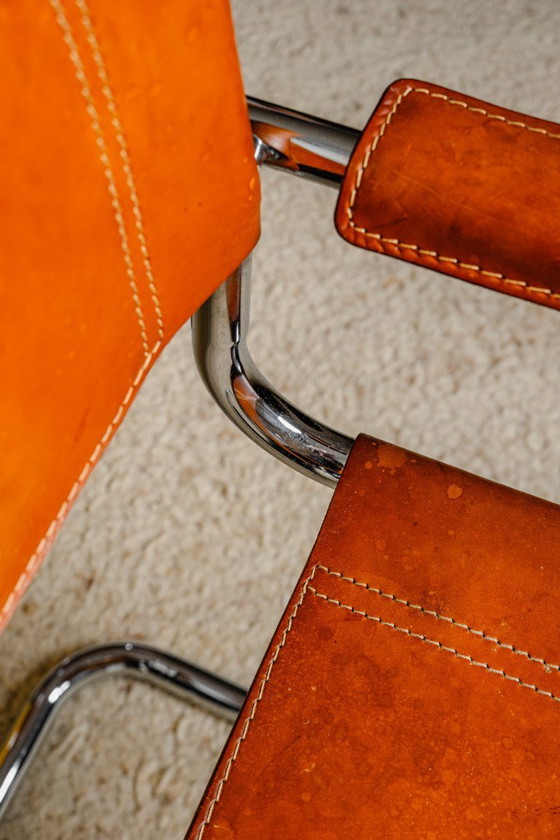 Image 1 of 2 sedie MG5 Mart Stam & Marcel Breuer Mid-Century Modern in pelle marrone cognac, anni '70