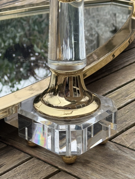 Image 1 of Tavolino da caffè Hollywood Regency | Italiano, dorato e a specchio | ca. 1975)