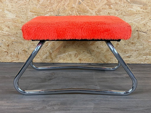 60er 70er Jahre Hocker Ottomane Sitzhocker Fußhocker mit Leiter Space Age Orange