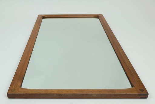 large rectangular danish modern WALL MIRROR aksel kjersgaard odder furniture denmark solid teak frame 1970s