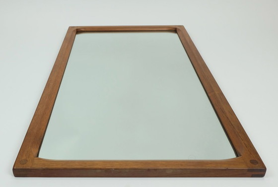Image 1 of large rectangular danish modern WALL MIRROR aksel kjersgaard odder furniture denmark solid teak frame 1970s