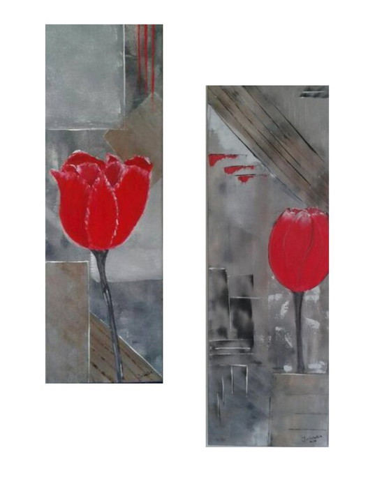 Image 1 of 2 tulip paintings