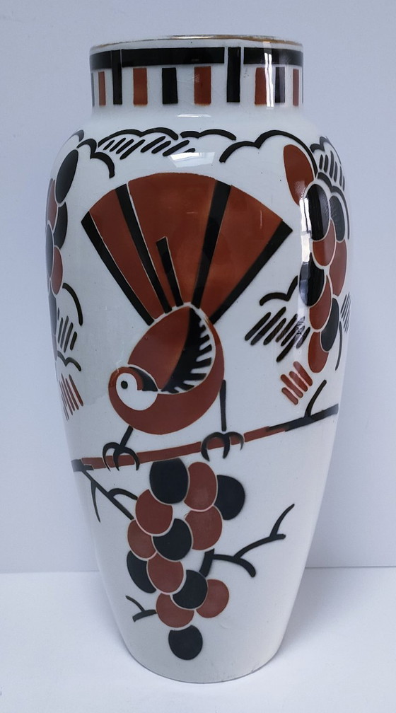 Image 1 of Art Deco vase by Keller Guérin, "Ceylon" bird