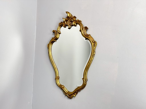 Vintage Ingelijste Vergulde Spiegel Met Sierlijk Decor | Afgeschuinde Spiegel