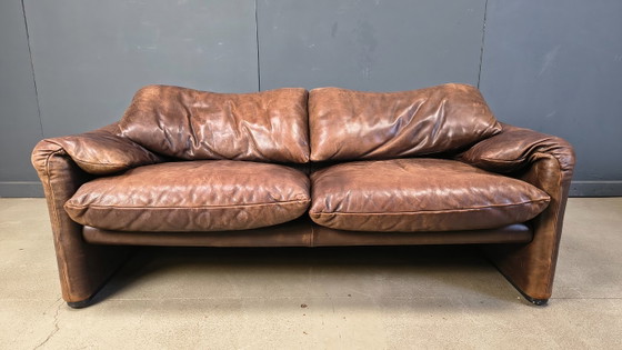 Image 1 of Canapé Maralunga en cuir par Vico Magistretti pour Cassina, 1970