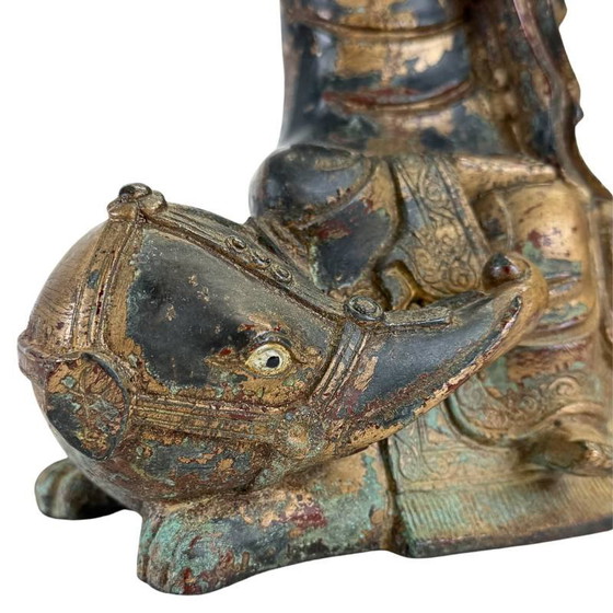 Arhat Statue, Gilded Dano Bronze, Himalayan – Buddhist Figure – Beeldhouwkunst (photo 4 of 16)