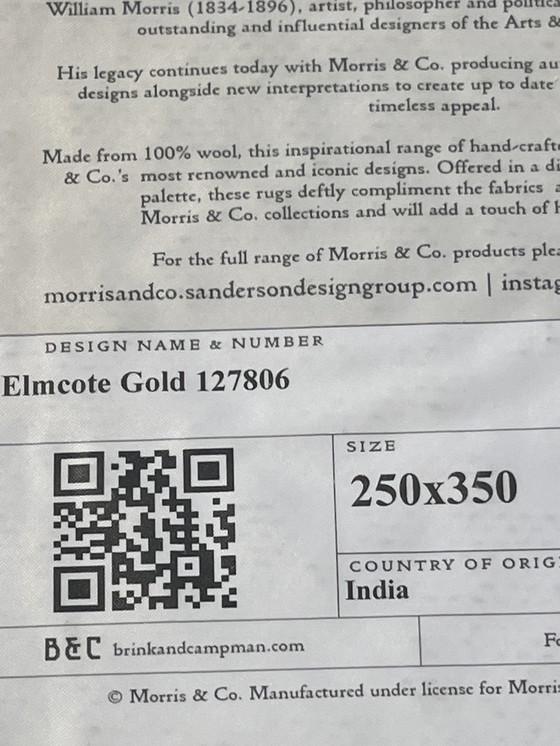 Image 1 of Brink & Campman Morris & Co Elmcote Gold Teppich