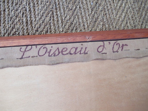 Image 1 of Grande TAPISSERIE ROYAL PARIS " l'oiseau d'or " 79cm x 63cm - JEAN LURCAT - JEAN PICARD LEDOUX