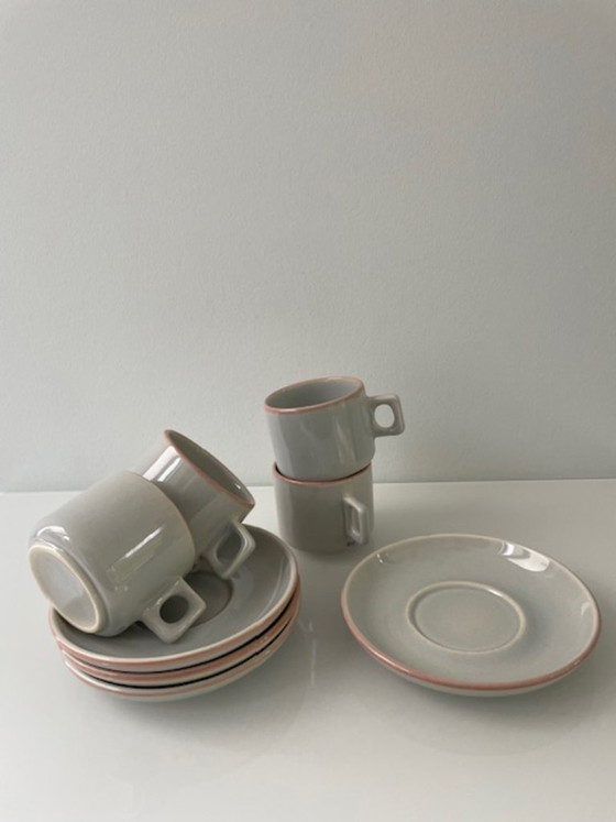Image 1 of 4x tazas y platillos de diseño holandés Driehoek Huizen