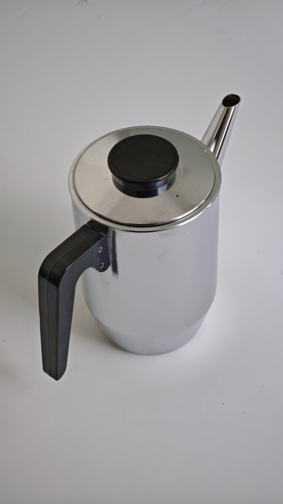 Image 1 of Teiera in acciaio inox dal design olandese moderno di metà secolo Daalderop