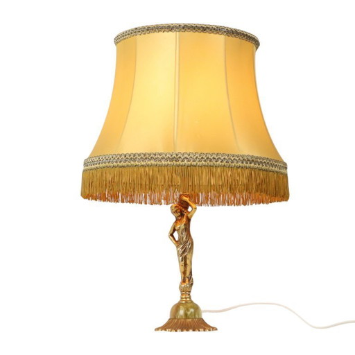 Lámpara de mesa Figura femenina Latón Ónix Mármol