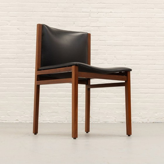 Chaise de salle à manger Tito Agnoli La Linea années 60 – Chaises de salle à manger, Wood, Leather (photo 3 of 12)