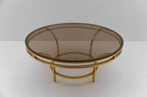 Image 1 of Round Double Frame Gilt and Smoked Glass Coffee Table, 1970s