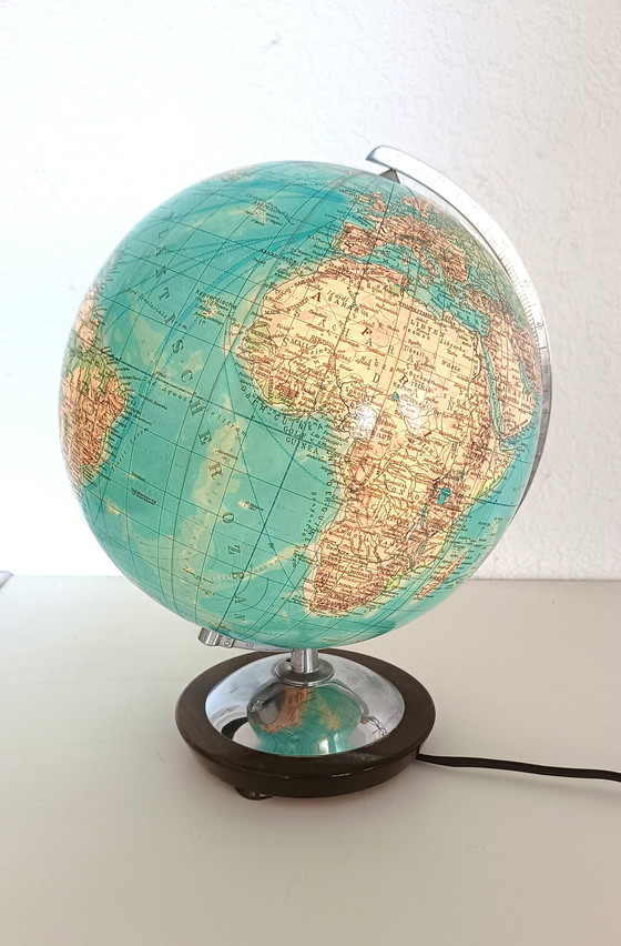 Image 1 of Columbus Verlag Globe mondial des années 50 en verre avec éclairage