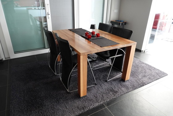 Image 1 of Dining area solid walnut with 4 Zumsteg chairs