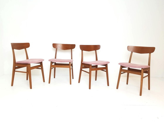 8 Danish Farstrup Dining chairs newly upholstered pink corduroy – Wood, Textile (photo 6 of 15)