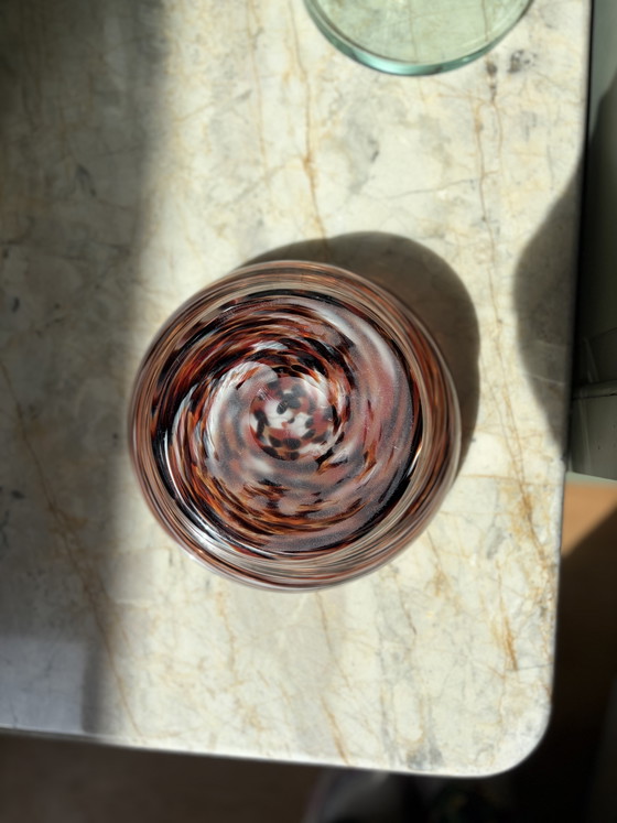 Vintage Murano Style Glass Bowl – Turtle / Tortoiseshell Swirl – Ø 20 cm – Table accessories (photo 8 of 8)