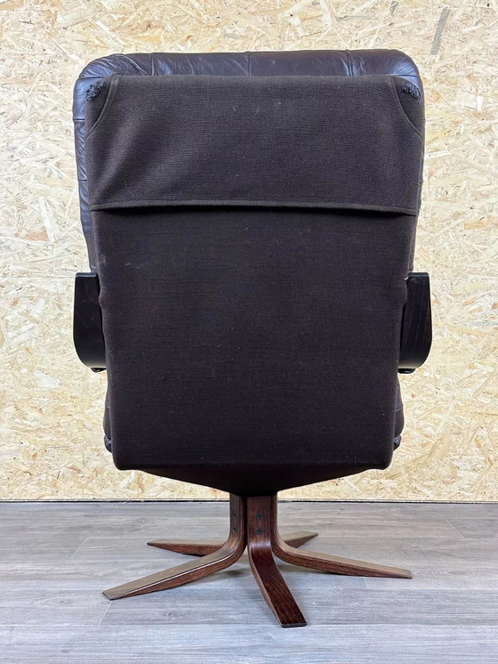 Image 1 of 60's 70's Fauteuil Easy Chair Fauteuil cuir pivotant Danish Modern Design