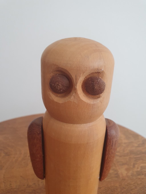 Vintage Mid-Century Wooden Owl – Roland Weber & Söhne (20 cm)
