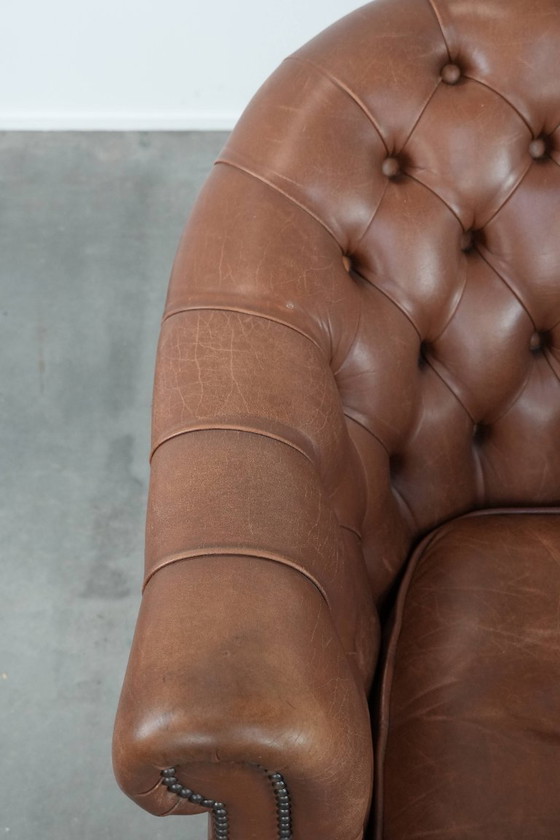 Image 1 of 2 poltrone Chesterfield color cognac in pelle di mucca in stile inglese
