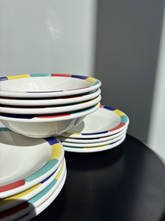 Image 1 of Servizio da tavola vintage italiano da 12 pezzi con design Memphis (anni '80)