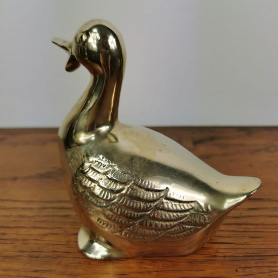 Image 1 of Set aus zwei Messingstatuen zweier Enten. Messingfigur