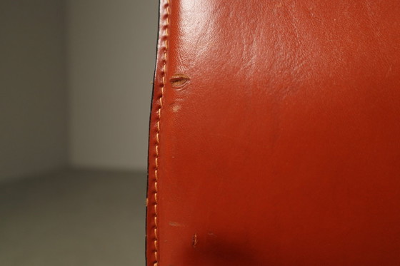 Image 1 of Set of Four CAB 412 Chairs by Mario Bellini, Red Saddle Leather, Italy