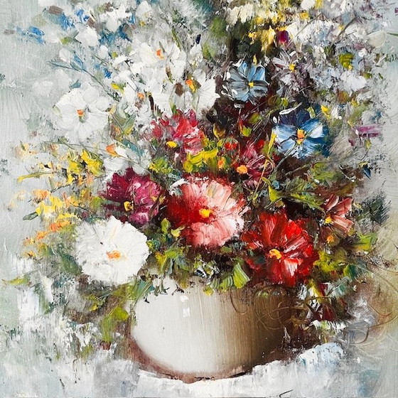 Image 1 of Vintage XL flower painting oil painting Eddy Samson