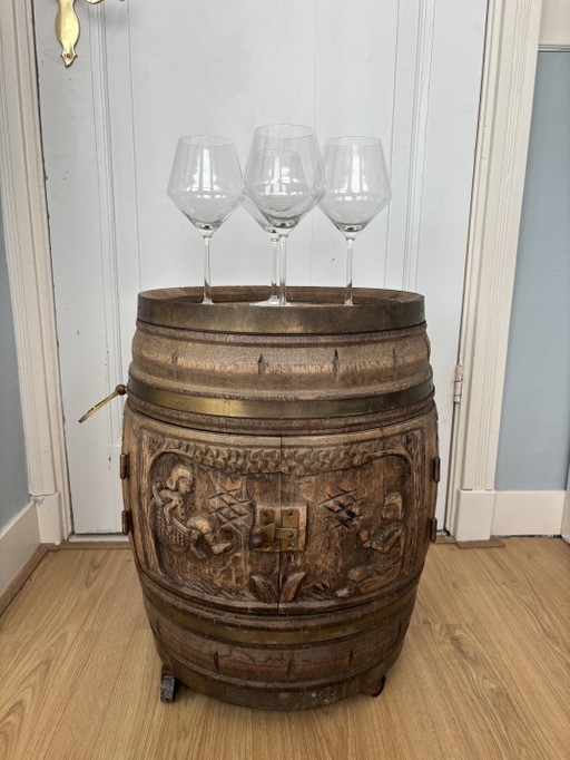 Antique Wooden Barrel Bar