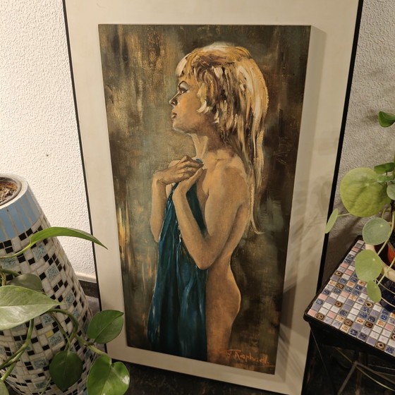 Image 1 of Pannello decorativo vintage anni '70 con ritratto di Raffaello | Arte murale di metà secolo