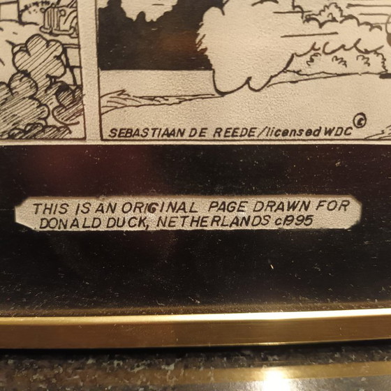 Original Dutch Donald Duck drawing in frame, Art, Glass, Metal, Black (photo 6 of 6)