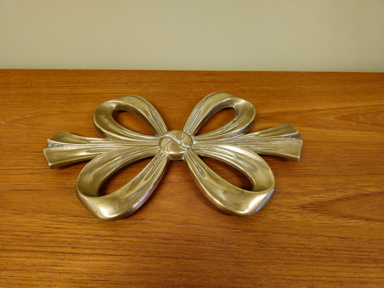 Image 1 of Vintage Bow Brass Yellow Copper Coaster Plateau