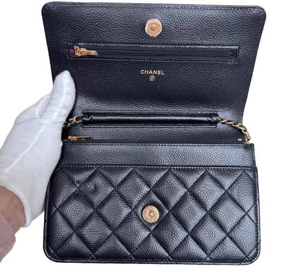 Image 1 of Chanel wallet on chain caviar