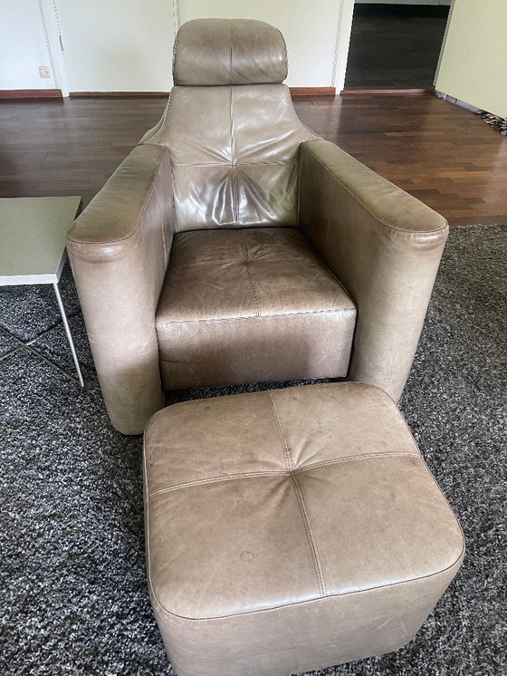 Image 1 of Sedia da uomo in pelle Linteloo con hocker