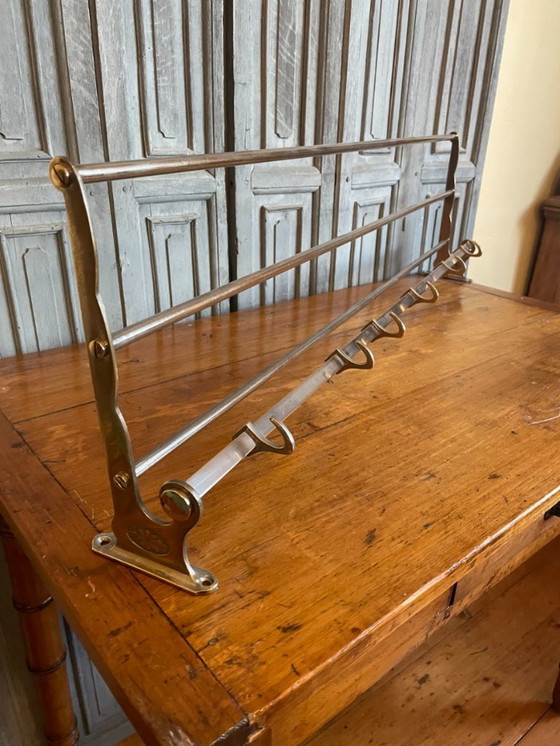 Image 1 of Wall Coat Rack Nickel Art Deco 1930 French