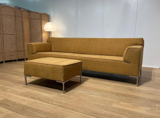 Image 1 of NEWLY UPHOLSTERED Design on Stock Bloq 4-Seater Ochre Yellow