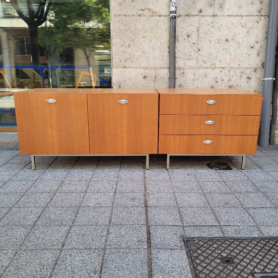 Image 1 of Sideboard / enfilada in walnut wood and steel, following George Nelson, Mid-century, 70’s