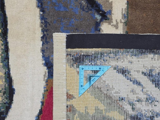 Handgeknoopt wollen tapijt – Abstracte kunst geïnspireerd op André Lanskoy (260x190cm) (102x75in) (photo 7 of 9)