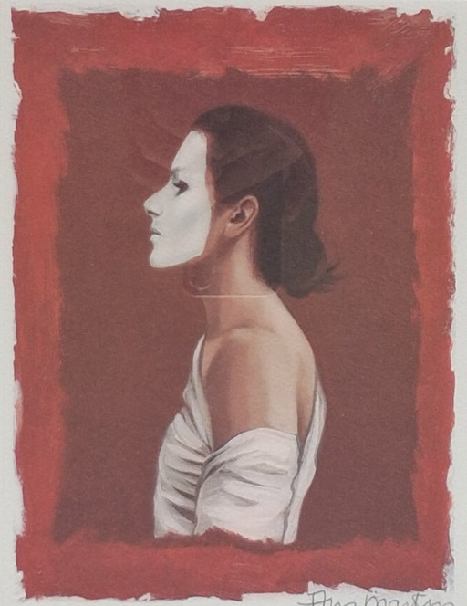 Ans Markus - Autorretrato con máscara blanca – lithos zeefdrukken, Paper (photo 2 of 5)
