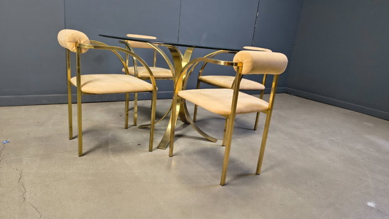 Image 1 of Vintage brass dining set by Belgochrom, 1970s