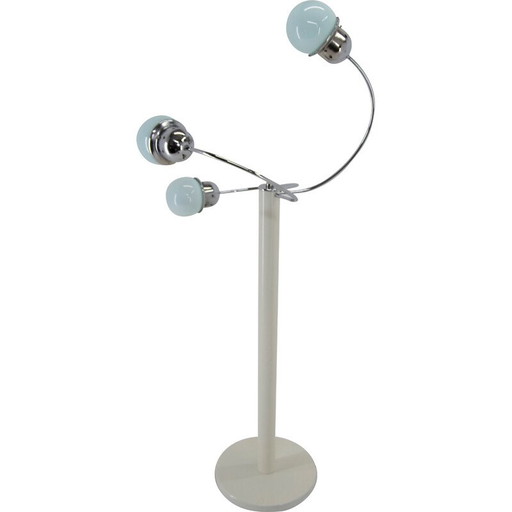 Lampadaire vintage Space Age en métal avec 3 bras, Italie 1960