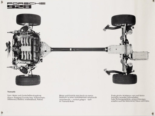 Porsche 928 Transaxle – 1970s Original Vintage Porsche Poster – Mid-Century Modern – 76x102 cm – Paper